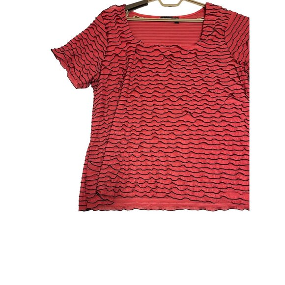 NWT Elementz 3X Pink & Black Wavy Stripe Top Plus Comfy Casual USA - Picture 4 of 12